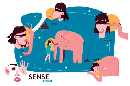 Sense Organ People Flat Colored Compositionのイラスト素材