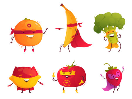 Superhero Fruits Setのイラスト素材