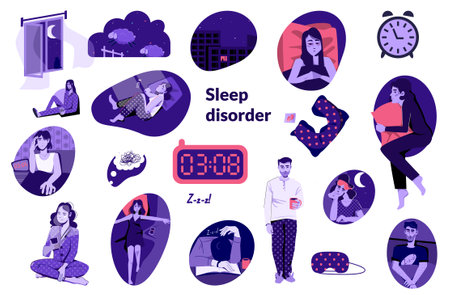 Sleep Disorder Icon Setのイラスト素材