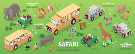 Isometric Photo Safari Conceptのイラスト素材