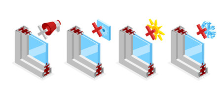 Plastic Windows Isometric Setのイラスト素材