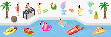 People Summer Vacations Setのイラスト素材