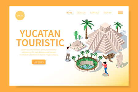 Yucatan Travel Landing Pageのイラスト素材