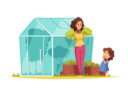 Gardening Cartoon Compositionのイラスト素材