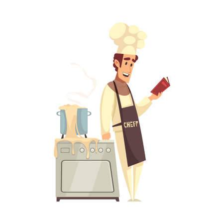 Reading Chef Illustrationのイラスト素材