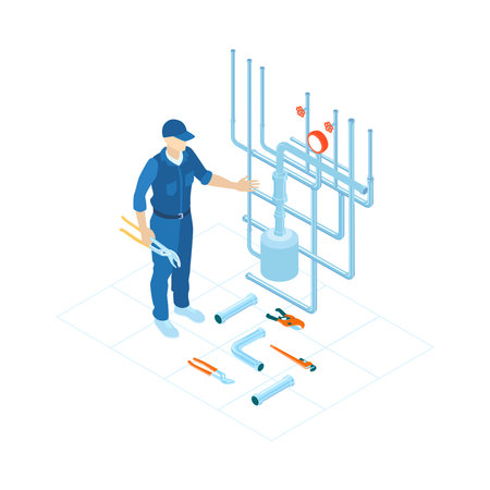 Plumbing Service Compositionのイラスト素材