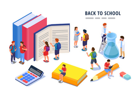 School Items Children Compositionのイラスト素材