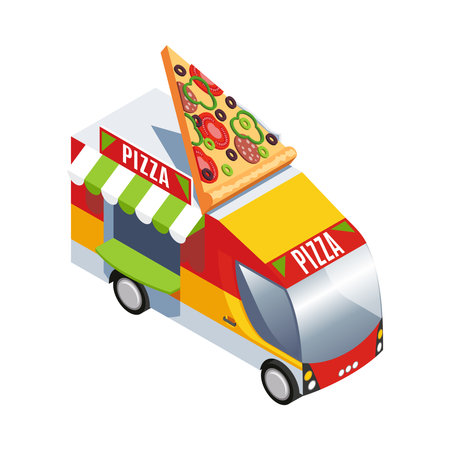 Isometric Food Truckのイラスト素材
