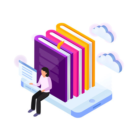 Online Library Conceptのイラスト素材