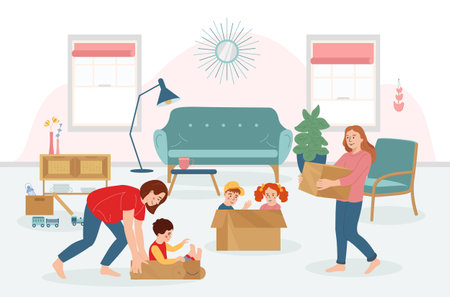 Kids Cardboard Boxesのイラスト素材