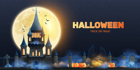 Halloween Trick Or Treat Horizontal Illustrationのイラスト素材