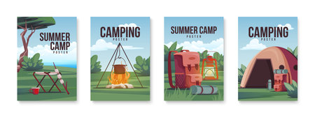 Camping Poster Setのイラスト素材