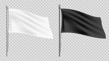 Realistic Flag Mockups Setのイラスト素材