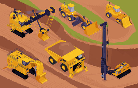 Pit Machines Mining Compositionのイラスト素材