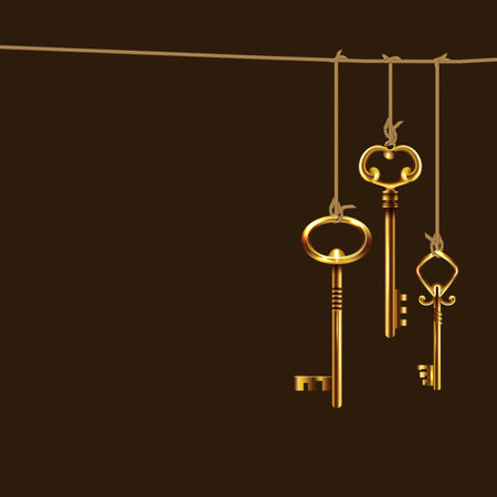 Realistic Vintage Keys Strings Compositionのイラスト素材