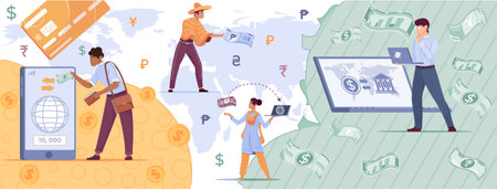 International Payments Abstract Illustrationのイラスト素材
