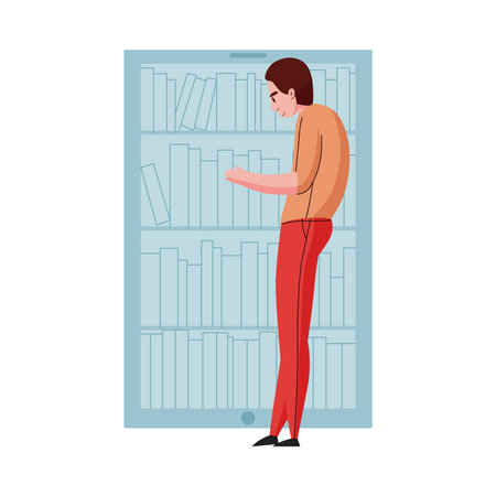 Guy In Library Compositionのイラスト素材