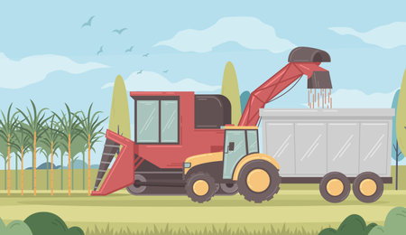 Sugar Cane Harvesting Illustrationのイラスト素材