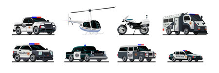 Police Transport Icons Collectionのイラスト素材