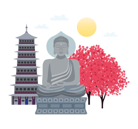 South Korean Landmarks Compositionのイラスト素材