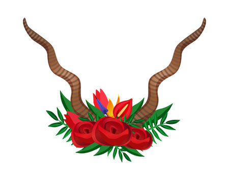 Floral Rose Horns Compositionのイラスト素材