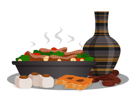 UAE Traditional Cuisine Compositionのイラスト素材