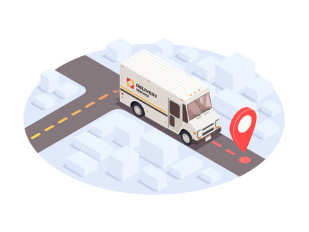 Delivery Van Route Compositionのイラスト素材