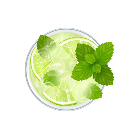 Realistic Mint Cocktail Compositionのイラスト素材