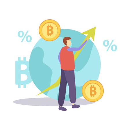 Blockchain Worldwide Flat Compositionのイラスト素材