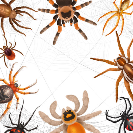 Realistic Spiders Frameのイラスト素材