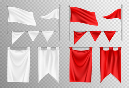 Realistic Flag Mockup Setのイラスト素材