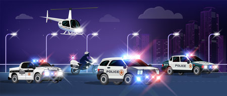 Police Transport Raid Compositionのイラスト素材