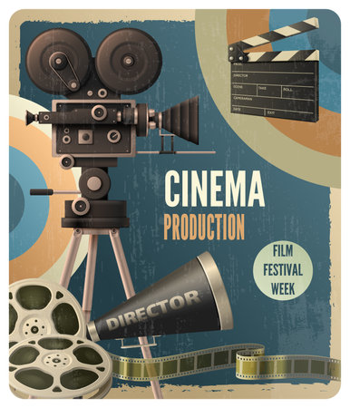 Realistic Vintage Cinema Posterのイラスト素材