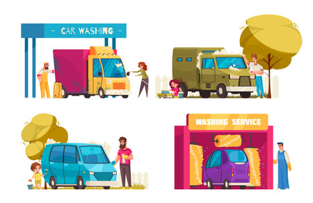 Car Wash Setのイラスト素材