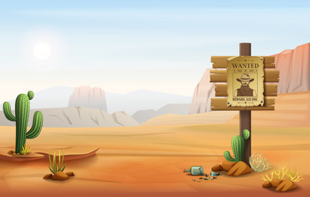 Wanted Wild West Compositionのイラスト素材