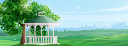 Flat Gazebo Landscapeのイラスト素材