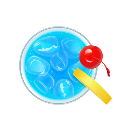 Realistic Blue Cocktail Compositionのイラスト素材