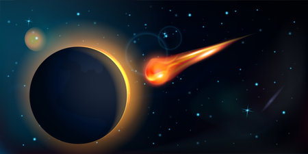 Flying Planet Meteorite Compositionのイラスト素材