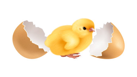 Realistic Eggshell Chicken Compositionのイラスト素材