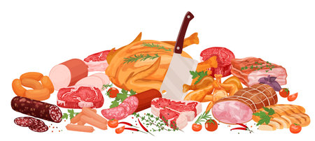 Meat Products Variety Compositionのイラスト素材