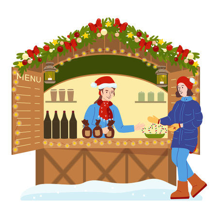 Christmas Fair Market Compositionのイラスト素材