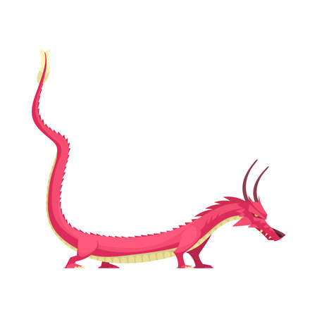 Pink Dragon Cartoon Compositionのイラスト素材