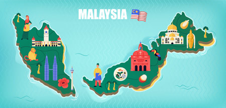 Malaysia Map Flatのイラスト素材