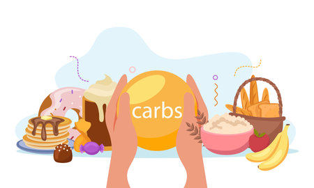 Macronutrients Carbs Flat Compositionのイラスト素材