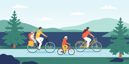Family Outing Flat Backgroundのイラスト素材