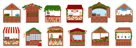 Christmas Fair Stall Setのイラスト素材