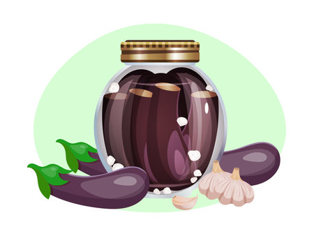 Glassed Eggplants Fresh Compositionのイラスト素材