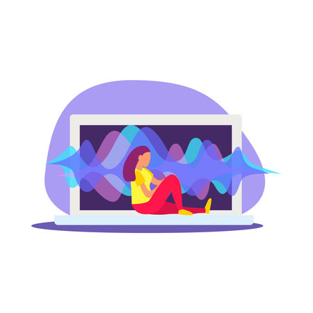 Voice Control Laptop Compositionのイラスト素材