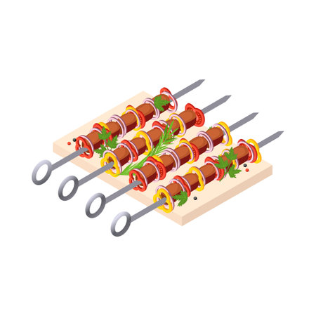 BBQ Skewers Grill Compositionのイラスト素材