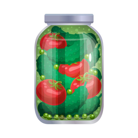 Pickles Tomatoes Can Compositionのイラスト素材